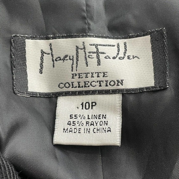 NEW Mary McFadden Black Linen Blend Womens Size 10 P Floral Embroidered Blazer - Picture 2 of 14